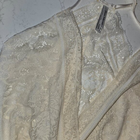 Genevive Charmeuse Lace Romper in Antique Ivory - Picture 9 of 9